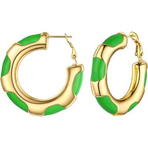 FOCALOOK 14K Gold Plated Hoop Earrings for Women, 40MM Colorful Hoop Earrings Hypoallergenic Lightweight Chunky Earrings, Large Hoop Earrings(With Gift Box)