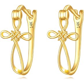 14k Gold Half Open Hoop Earrings Stud Hoop Earring for Women Girls