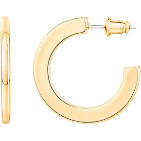 PAVOI 14K Gold Plated Hoop Earrings For Women | 4mm Flat Infinity Gold Hoops Women Earrings | Gold Plated Loop Earrings For Women | Lightweight Hoop Earrings Set For Girls