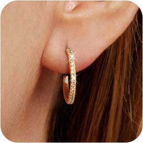 CHESKY Large 15/20/25/40/50mm Hoop Earring - Dainty 14k Gold Plated Thin Cubic Zirconia Hoops Hypoallergenic Earrings for Women Trendy Jewelry Gifts