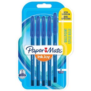 Paper Mate InkJoy 100ST Ballpoint Pens | Fine Point (0.7 mm) | Blue | 5 Count