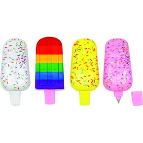 Raymond Geddes Mini Ice Cream Pens (48 per Bag) - Unique Pens in 4 Styles with Sprinkles and Rainbow - Cute Pens for Kids