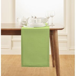 Solino Home Apple Green Table Runner 72 Inches Long – Cotton Linen Table Runner 14 x 72 Inch – Machine Washable Dining Table Runner for Summer – Dru