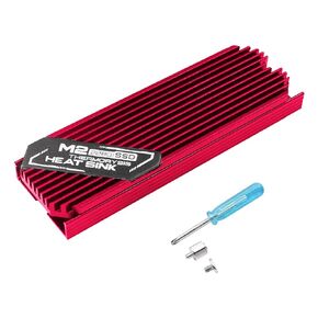 YACSEJAO M.2 SSD Heatsink 2280 Double-Sided M.2 Heatsink Cooler with Thermal Silicone pad for NVMe Computer PC PCIE M.2 SATA SSD, (Red)