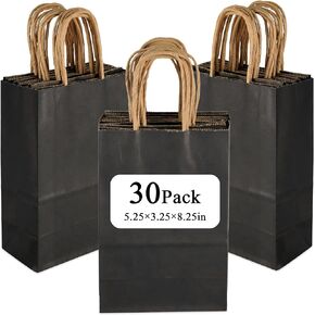 GITMIWS 30 Pack Brown Paper Bags Small Size, 5.25x3.25x8.25Inch Brown Craft Paper Gift Bags with Handles Bulk, Retail Paper Shopping Bags for Small Business, Gifts, Merchandise Take Out Sacks