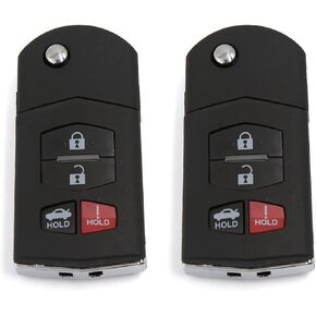 X AUTOHAUX 2pcs 4 Button Replacement Smart Keyless Entry Remote Flip Key Fob Key Shell Case for Mazda 3 5 RX-8 CX-7 CX-9 2003-2013