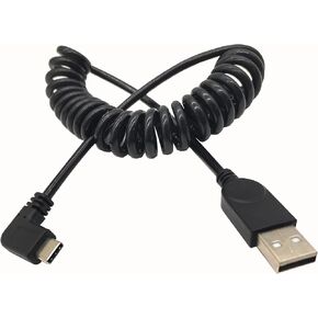 Coiled USB C Cable, USB A 2.0 Male to USB Type C Female Spring Data Charging Cable Stretched 0.6-5FT for Car Charger Galaxy S8 S9, Moto Z, more (USB A male to C Female)