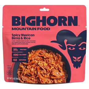 BIGHORN Mountain Food Spicy Mexican Birria and Rice - freeze dried meals for backpacking food - dehydrated camping food for backpacking meal - just add water - great taste - 2 servings