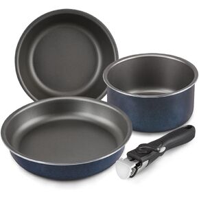 SHINEURI Camping Pans with Remoavable Handle (2qt /8inch /9.5inch pans + 1 removable handle)