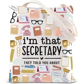 KUIYAI Secretary Appreciation Tote Bag School Secretary Gift Admin Assistant Gift Office Staff Gift Secretary Lift Canvas Bag