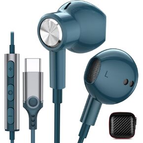 USB C Headphones Earbuds for iPhone 15 Plus iPad, Magnetic Wired Type C Earphone with Microphone for Android Samsung Galaxy S24 S23 S22 S21 FE S20 Note 20 Google Pixel 9 8 7 Pro 8A 6A 6 OnePlus Mint