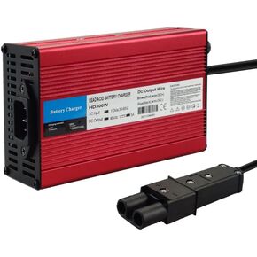 48V 5A Battery Charger for Yamaha Golf Cart G19 G22, with 2 Pin Plug, Red Aluminum Shell