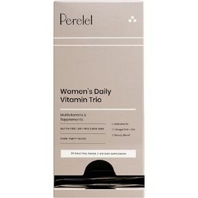 Perelel Women's Daily Vitamin Trio - Women's Vitamins and Supplements for Immune Support, Mood, Reproductive + Brain Health* - Soy, Dairy and Gluten Free Non-GMO Formula (30 Daily Pill Packs)