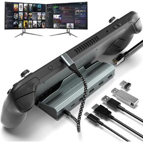 منصة Steam Deck، محطة إرساء سطح البخار 6 في 1 مع HDMI 2.0 4k@60 هرتز، واقي لوحة اللمس لسطح البخار، إيثرنت 1000 ميجا بت في الثانية، 3 USB 3.0، 100 واط PD قاعدة شحن سريعة لسبائك ROG مع سطح بخار صمام