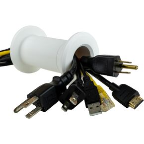 Cable Pass Through Wall Port | Fits Cable Sizes up to 3-Prong Plug | Compatible with 3 5/8" - 5 1/4" Wall Thickness | Provides Solid Channel Through Wall (White)