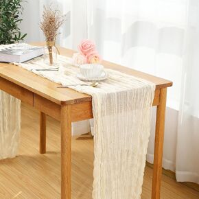 2 Pcs Cheesecloth Table Runner, 10Ft x 35" Rustic Gauze Fabric Boho Table Runner,Burnt Orange Cheesecloth Wedding Table Decor for Party Bridal Shower Thanksgiving Halloween Table Decor