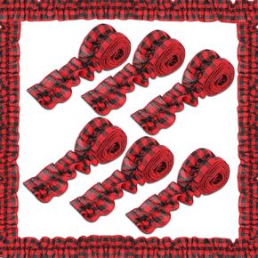 6 Rolls Black White Plaid Ruffled Bulletin Board Borders for Classroom Stripes Plaid Border Trim Burlap Bulletin Board Borders DIY Trims Crafts for School Classroom Office Chalkboard Decorations