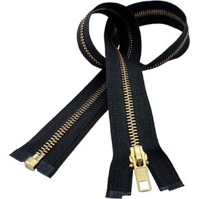 YKK 28" Medium Weight Jacket Zipper YKK #5 Brass ~ Separating ~ Black - Made in USA