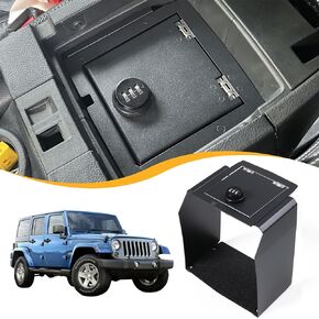 Center Console Gun Safe Lock Box Armrest Storage Compatible with 2012-2018 Jeep Wrangler JK Unlimited 2/4 Door Interior Accessories Armrest Vault Organizer Tray with 3 Digit Combo Password