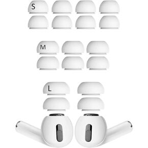 [9 Pairs] Compatible with AirPods Pro Ear Tips, Silicone Replacement S/M/L 3 Size Fit in Charging Case Earbuds Tips with Storage Box Compatible with AirPods Pro 2 (4S 3M 2L White)