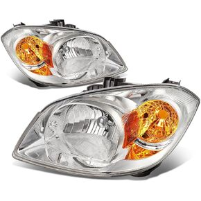 Auto Dynasty Pair of Black Housing Amber Corner OE Style Headlight Headlamps Compatible with Chevy Cobalt/Pontiac G5 Pursuit 05-10