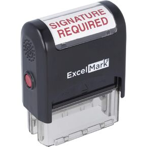Signature Required Self Inking Rubber Stamp - Red Ink