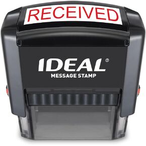 Ideal Self Inking Stamp – English Text Received – Red Ink, Impression Size 11/16" x 1-7/8"