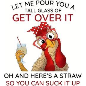 1 Sheet Funny Rooster Iron on Transfer, GET Over IT"" DIY Patch., CDTY-001