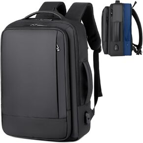 17/15.6" Business laptop backpack, PU laptop backpack, Travel laptop backpack,carry on backpack, Expandable laptop backpack Men,college backpack (01#Standard, Grey)