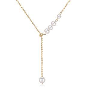 18K Gold Plated Pearl Lariat Necklace Y Shaped Pearl Drop Necklace Long Pearls Necklace for Women Jewelry in Saudi Arabia