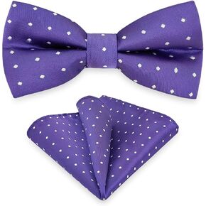 Men Bow Tie and Pocket Square, Boy Bowtie with Handkerchief for Classic Formal Business Bow Tie or Wedding Party M-B-6T