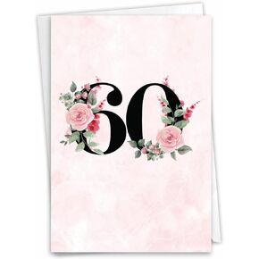 NobleWorks - 60th Milestone Anniversary Greeting Card with 5 x 7 Inch Envelope (1 Card) Floral Couple 60 C8257MAG