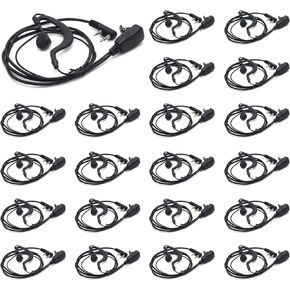 20 Pcs Walkie Talkie Earpiece with Mic Doul Wire Earhook Headset Compatible with Baofeng BF-888S UV-5R H-777 RT22 Arcshell AR-5 Walkie Talkies