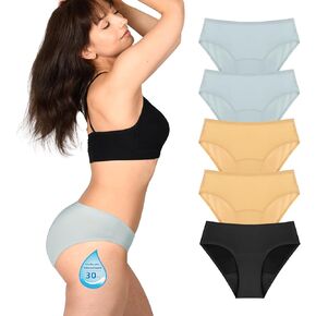 Period Underwear Heavy Flow Leakproof Bikini Seamless Period Panties 5 Pack