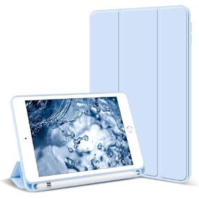 Aoub Case for iPad Mini 5 2019, Auto Sleep/Wake Slim Lightweight Trifold Stand Smart Cover, Soft TPU Back Case with Pencil Holder for iPad Mini 5th Generation 7.9 inch, Baby Pink
