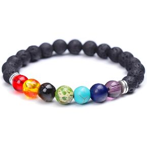 Bead Chakra Bracelet for Women Men, 7 Chakras Healing Crystals and Stone Bracelet for Yoga Meditation Relax Anxiety
