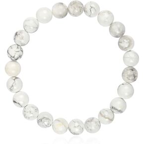 RIAH FASHION Stone Beaded Stretch Yoga Prayer Friendship Bracelet - Healing Lava Semi Precious Natural Gem Quartz, Mermaid Glass Glowing Bead Strand Bangle Cuff