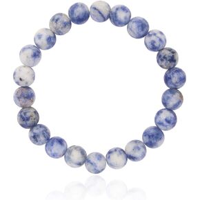 RIAH FASHION Stone Beaded Stretch Yoga Prayer Friendship Bracelet - Healing Lava Semi Precious Natural Gem Quartz, Mermaid Glass Glowing Bead Strand Bangle Cuff