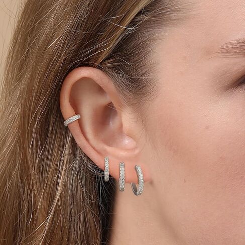 Gold Hoop Earrings Set for Women 14k Gold/Sliver Plated CZ Cartilage Earring Hoop Earring 4 Pcs Earrings Set Hypoallergenic Huggie Hoop Earrings Birthday Gifts Trendy Dainty Jewelry Gifts in Saudi Arabia