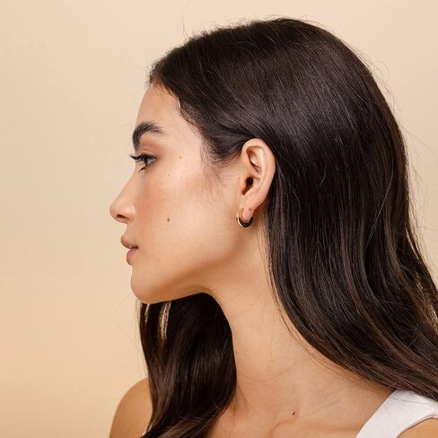 PAVOI 14K Gold Plated Hoop Earrings For Women | 4mm Flat Infinity Gold Hoops Women Earrings | Gold Plated Loop Earrings For Women | Lightweight Hoop Earrings Set For Girls in Saudi Arabia