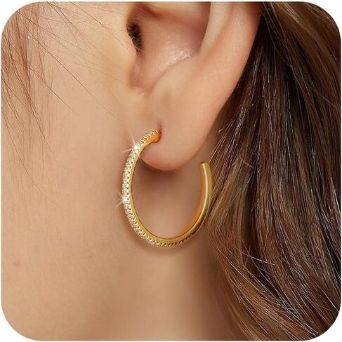 CHESKY Large 15/20/25/40/50mm Hoop Earring - Dainty 14k Gold Plated Thin Cubic Zirconia Hoops Hypoallergenic Earrings for Women Trendy Jewelry Gifts in Saudi Arabia