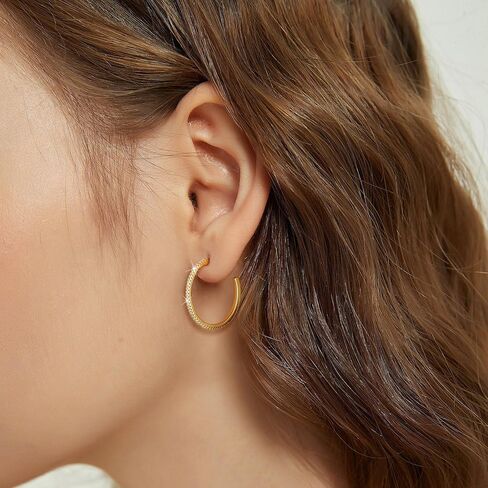 CHESKY Large 15/20/25/40/50mm Hoop Earring - Dainty 14k Gold Plated Thin Cubic Zirconia Hoops Hypoallergenic Earrings for Women Trendy Jewelry Gifts in Saudi Arabia
