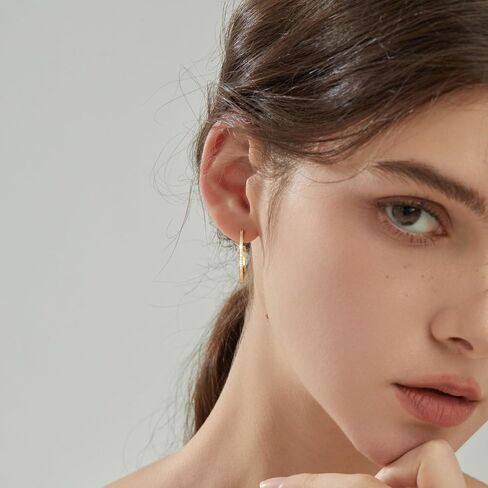 CHESKY Large 15/20/25/40/50mm Hoop Earring - Dainty 14k Gold Plated Thin Cubic Zirconia Hoops Hypoallergenic Earrings for Women Trendy Jewelry Gifts in Saudi Arabia