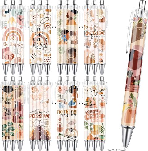 Western Cowboy Ballpoint Pens - 24PCS Cute Cowboy Print Pens Set Horse Cow Skull Smooth Writing Pens Retractable Boots Hat Pen for Office Stationery School Supplies for Women Teacher Gifts in Saudi Arabia