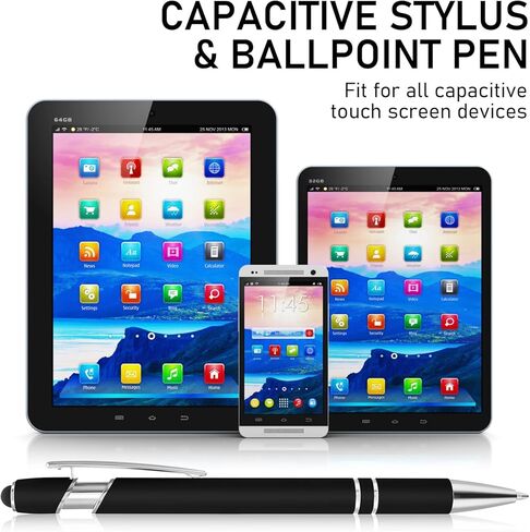 5 Pack 2-in-1 Stylus Retractable Ballpoint Pen with Stylus tip, 1.0 mm Black Ink Ball Point Pens, Metal Stylus Pen for Touch Screens 10 Refills(Black) in Saudi Arabia