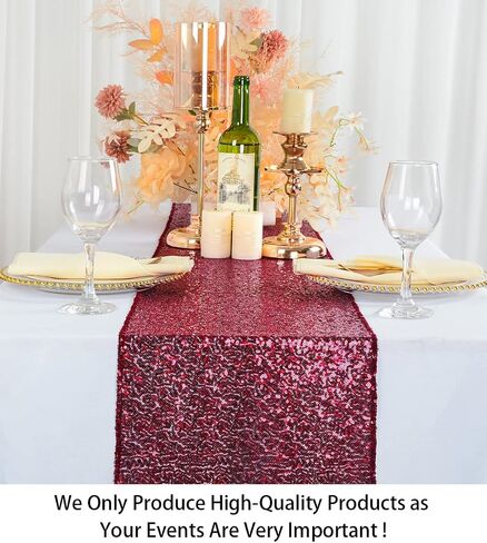 ShinyBeauty 10 Pieces-12 x108 Gold-Sequin-Table-Runners Wedding Party Catering Event Gold Table Runner Gold Christmas Decoration Glitter Fabric Sequin Table Runner Holiday Table Runners 108 Inches in Kuwait