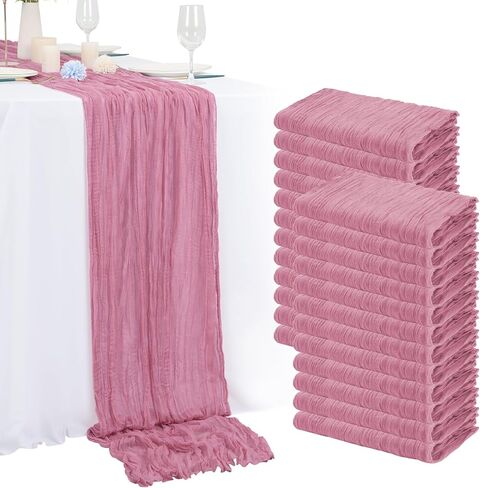 24 Pack Black Cheesecloth Table Runner 6FT Boho Gauze Table Runner Rustic Romantic Cheese Cloth Table Runner for Wedding Birthday Baby Shower Party Table Decorations in Saudi Arabia
