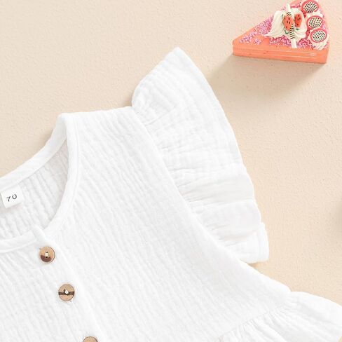BemeyourBBs Summer Toddler Girl Clothes Baby Girl Ruffle Shirt Shorts Set | Toddler Girl Outfit Baby Girl Ruffle Sleeveless Shirt and Bloomers Shorts Set, for Daily, Photoshoot, Holiday, Beach, Gifts in Saudi Arabia