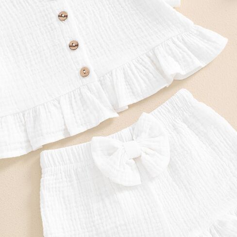 BemeyourBBs Summer Toddler Girl Clothes Baby Girl Ruffle Shirt Shorts Set | Toddler Girl Outfit Baby Girl Ruffle Sleeveless Shirt and Bloomers Shorts Set, for Daily, Photoshoot, Holiday, Beach, Gifts in Saudi Arabia