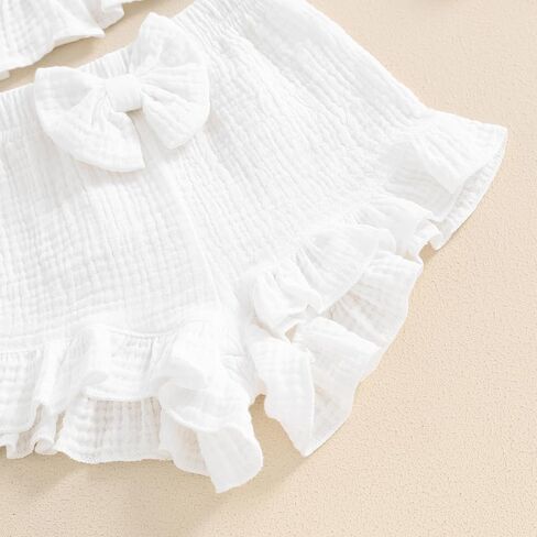 BemeyourBBs Summer Toddler Girl Clothes Baby Girl Ruffle Shirt Shorts Set | Toddler Girl Outfit Baby Girl Ruffle Sleeveless Shirt and Bloomers Shorts Set, for Daily, Photoshoot, Holiday, Beach, Gifts in Saudi Arabia